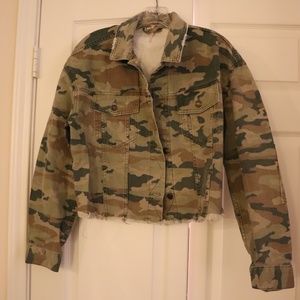 Free People Cropped Camo Jacket